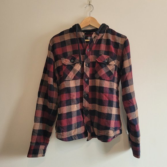 Amnesia Plaid Button Down Hoodie - Picture 1 of 1